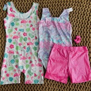 Girls Gymnastics Dance Unitard Leotard Bundle